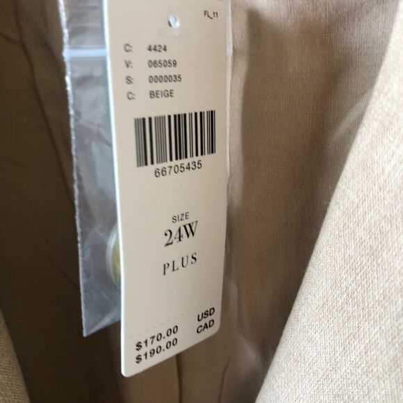 Maeve Anthropologie Tan Beige Plus Double Breasted Blazer 24W - Picture 9 of 11